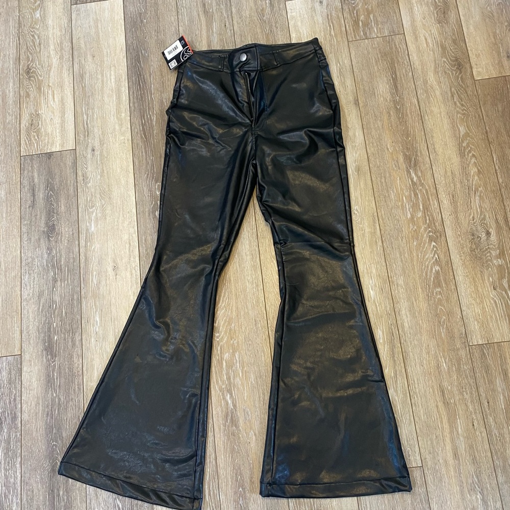 Leather flare pants